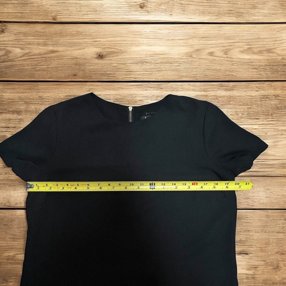 Lulus Black Shift Dress Medium Short Sleeve Gold Zipper Back Casual Chic - Picture 10 of 15